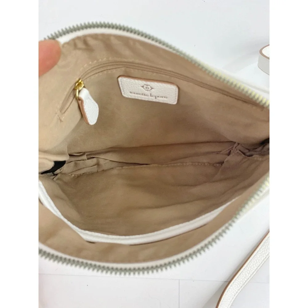 Nanette Lepore Shoulder Bag White Faux Leather Purse Handbag Additional Pouch - Picture 9 of 13